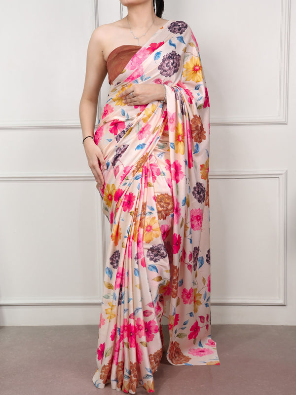 Satin Silk Printed Saree MUT