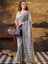 Tussar Silk Printed Saree BLU
