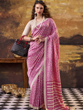 Tussar Silk Printed Saree PNK