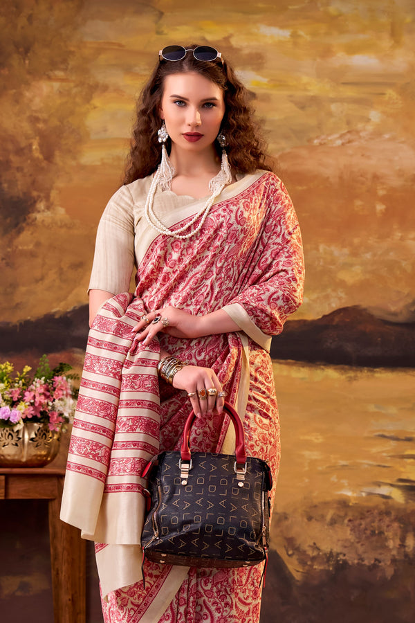Tussar Silk Printed Saree SLM