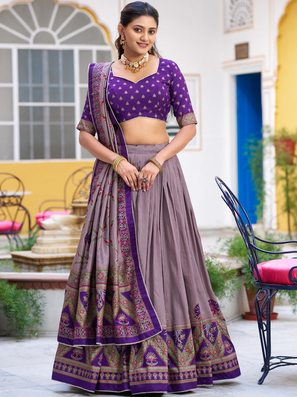 Tussar Silk Printed Lehenga With Dupatta  PRL