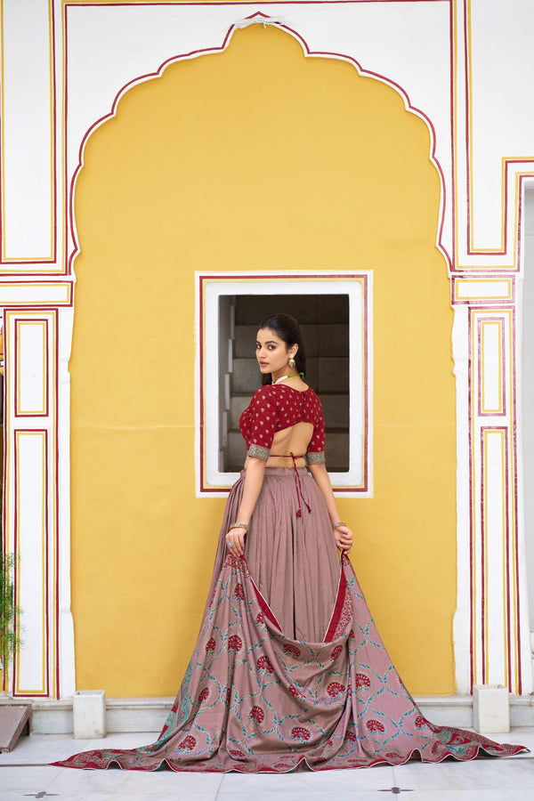 Tussar Silk Printed Lehenga With Dupatta  MRN