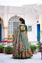 Tussar Silk Printed Lehenga With Dupatta  GRN