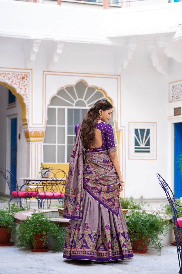 Tussar Silk Printed Lehenga With Dupatta  PRL