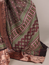 Tussar Silk Printed Saree PNK BRN
