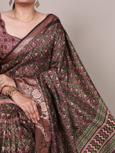 Tussar Silk Printed Saree PNK BRN