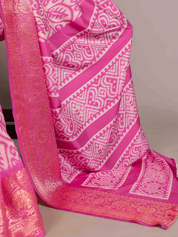 Tussar Silk Printed Saree PNK
