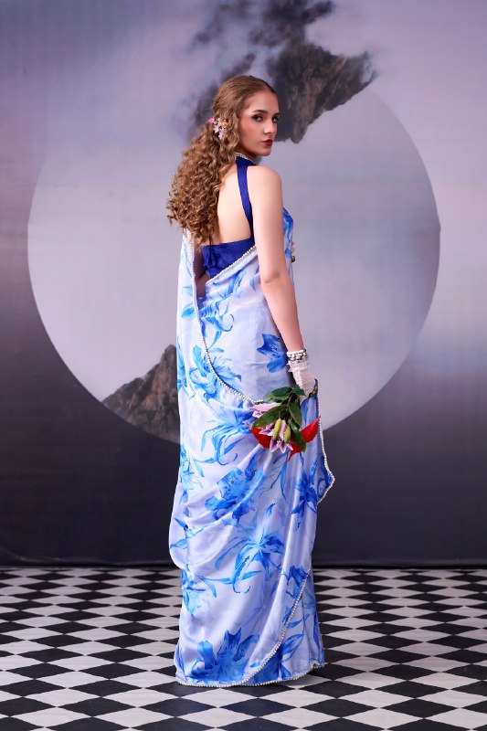 Satin Silk Floral Printed Saree SBL