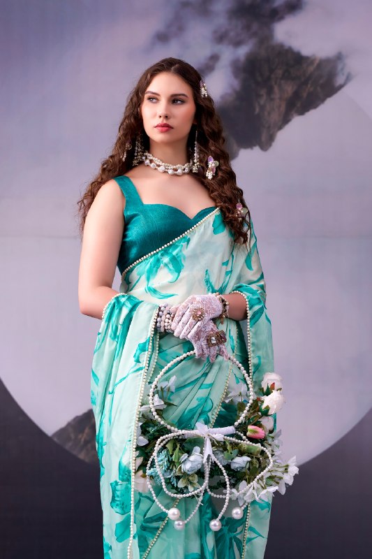 Satin Silk Floral Printed Saree FRZ