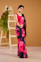 Satin Silk Floral Printed Saree PNK