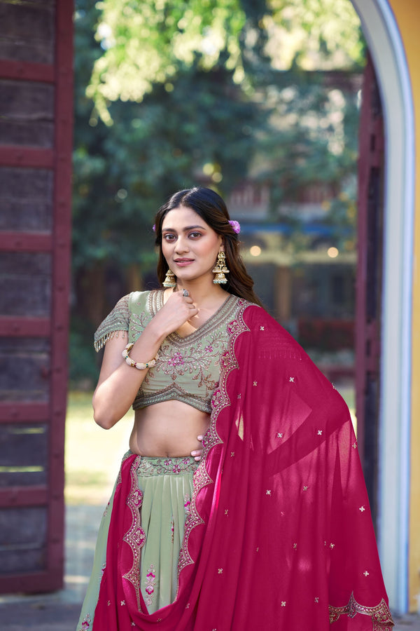 Star Georgette Embroidered Lehenga With Dupatta  PST