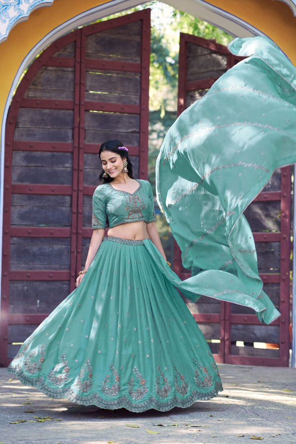 Star Georgette Embroidered Lehenga With Dupatta  SBL