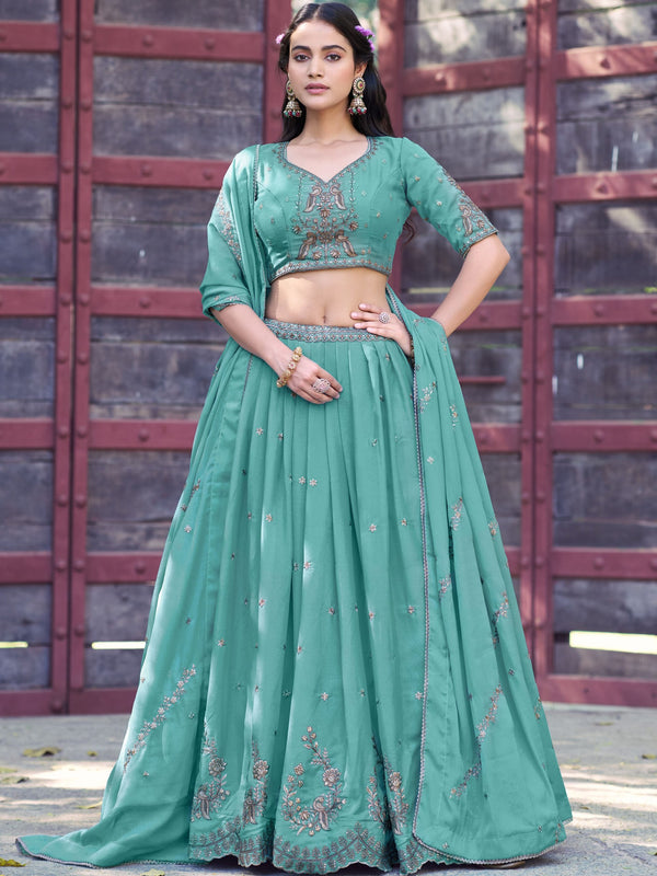 Star Georgette Embroidered Lehenga With Dupatta  SBL