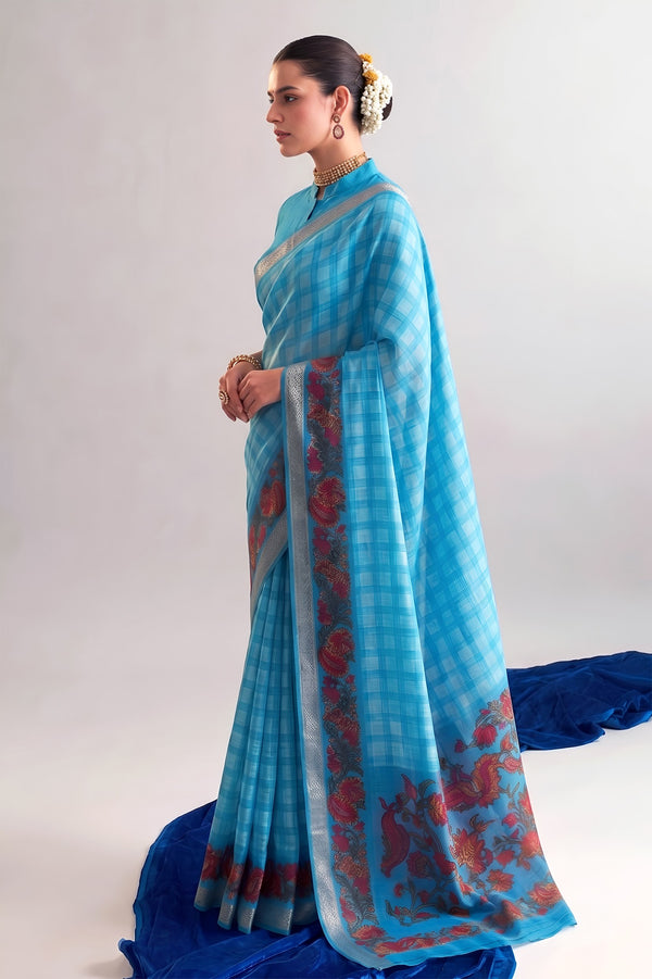 Chanderi Printed Zari Weaving Saree  SBL