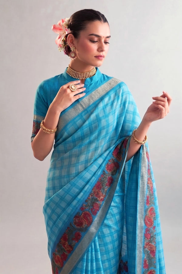 Chanderi Printed Zari Weaving Saree  SBL