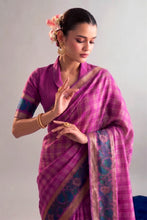 Chanderi Printed Zari Weaving Saree PNK