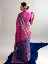 Chanderi Printed Zari Weaving Saree PNK