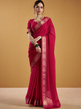 Shimmer Zari Weaving Saree RED