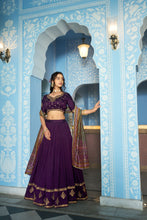 Vichitra Silk Thread Embroidered Lehenga With Dupatta  DPL