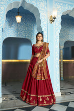 Vichitra Silk Thread Embroidered Lehenga With Dupatta  MRN
