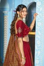 Vichitra Silk Thread Embroidered Lehenga With Dupatta  MRN