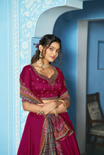 Vichitra Silk Thread Embroidered Lehenga With Dupatta  RPI