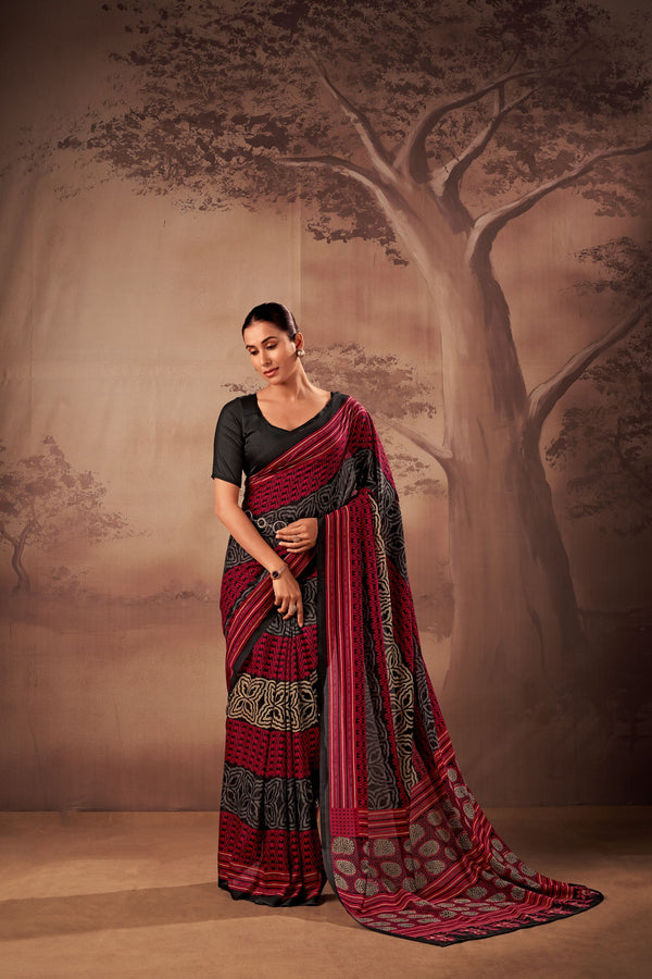 Shimmer Zari Weaving Saree BLK