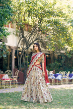 Tussar Silk Foil Printed Lehenga With Dupatta  OWT