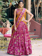 Tussar Silk Foil Printed Lehenga With Dupatta  PNK