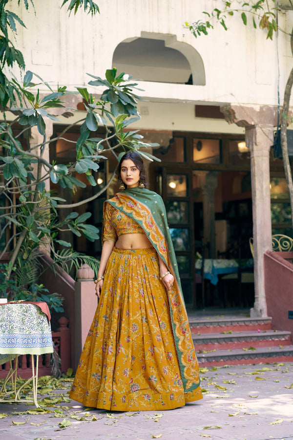 Tussar Silk Foil Printed Lehenga With Dupatta  MST