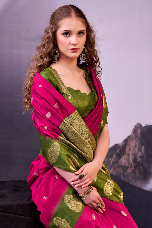 Cotton Zari Weaving Saree PNK