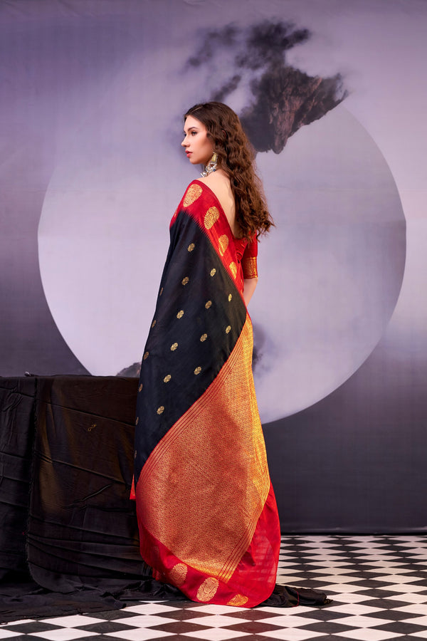 Cotton Zari Weaving Saree BLK