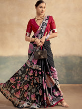 Satin Silk Kalamkari Printed Saree Red