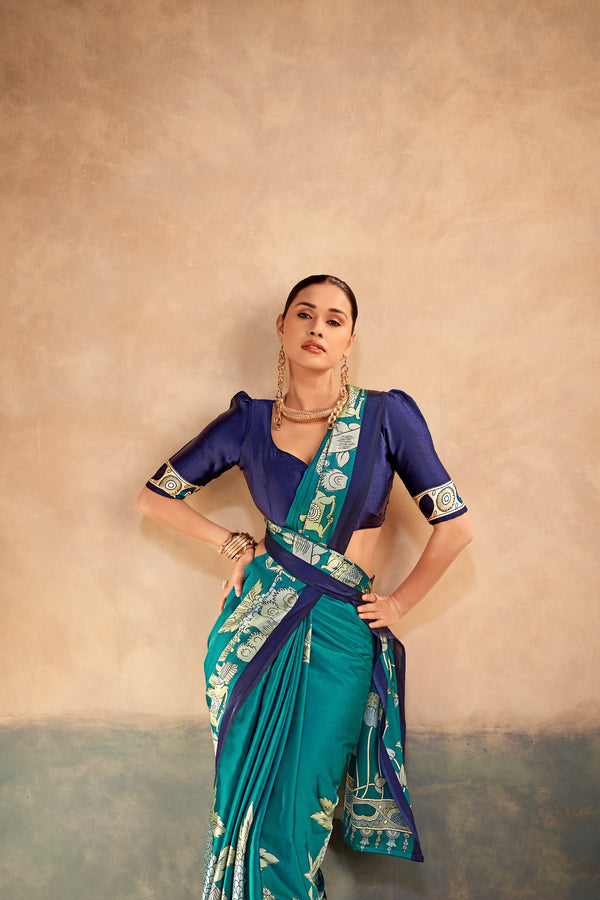 Satin Silk Kalamkari Printed Saree FRZ