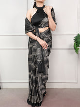 Satin Silk Printed Saree BLK