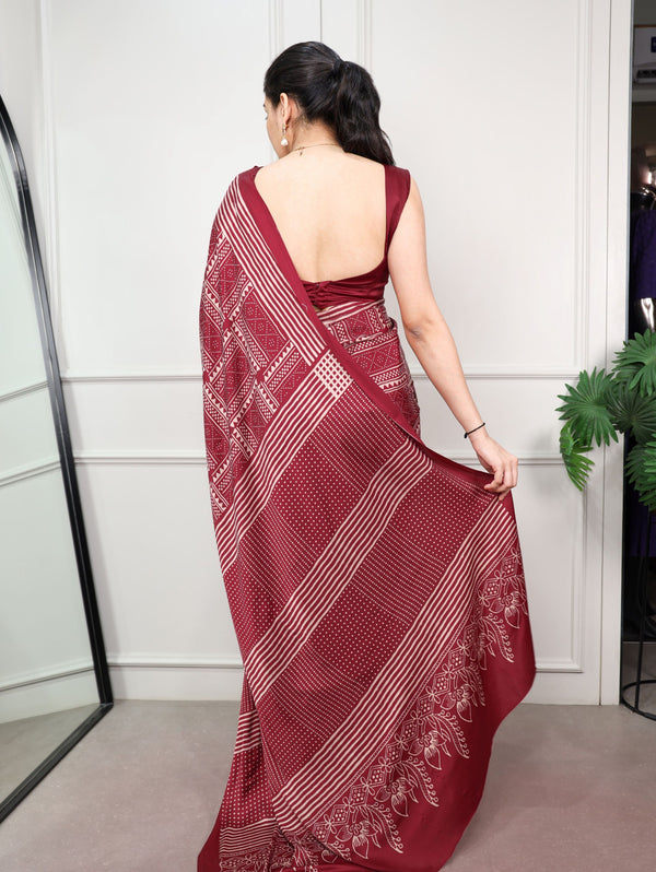 Satin Silk Printed Saree MRN