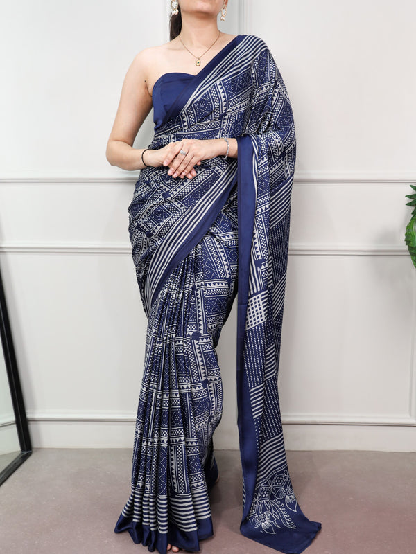 Satin Silk Printed Saree NBL