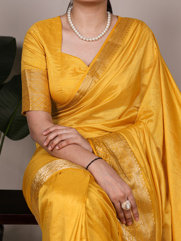 Dola Silk Zari Weaving Saree YLW