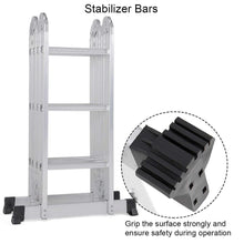 12 FT. Folding Ladder, 7-in-1 Multi Purpose Extension Aluminum Ladder 12.2 Kg,