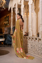 Georgette Printed Saree For Women BRN