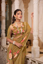 Georgette Printed Saree For Women BRN