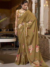 Georgette Printed Saree For Women BRN