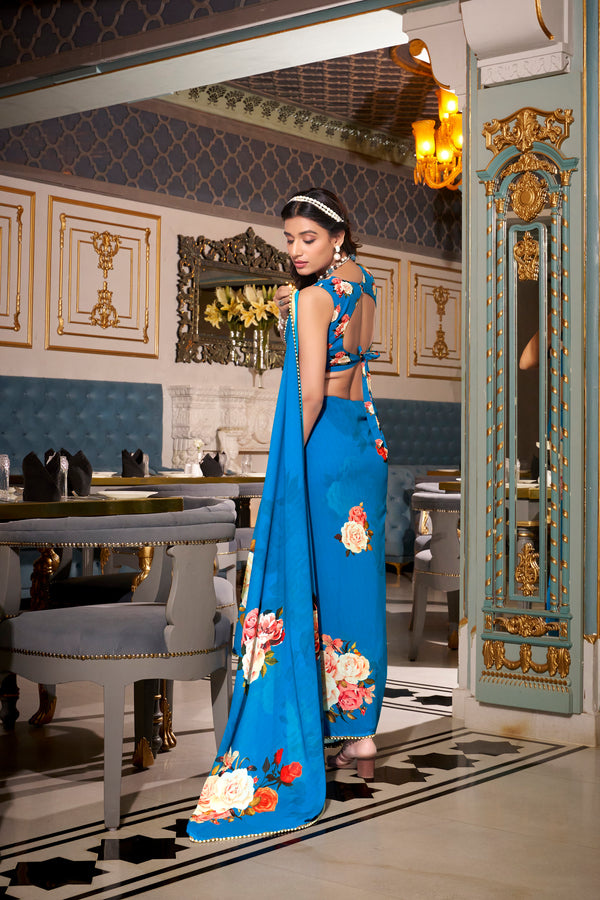 Georgette Printed Saree For Women FRZ