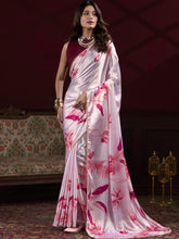 Satin Silk Printed Saree  For Women LPI