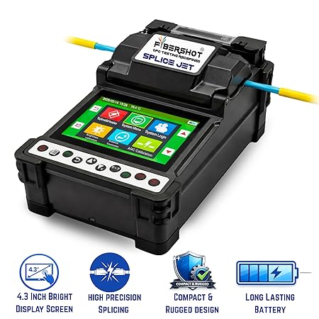 Fibershot SpliceJet Fiber Fusion Splicer Machine | High Precision Core Alignment Splicing Machine for FTTH, Telecom & Network Installation