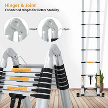 12.5 FT 2-IN-1 Aluminum Telescopic Ladder with 2 Triangle Support & Stabilizers (3.8m/6+6 Step)