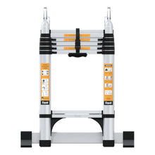 12.5 FT 2-IN-1 Aluminum Telescopic Ladder with 2 Triangle Support & Stabilizers (3.8m/6+6 Step)