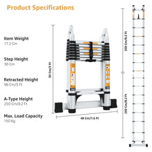 16.5 FT 2-IN-1 Aluminum Telescopic Ladder with 2 Triangle Support & Stabilizers (5m/8+8 Step)