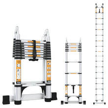 19 FT 2-IN-1 Aluminum Telescopic Ladder with 2 Triangle Support & Stabilizers (5.6m/9+9 Step)