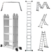 15 FT. Folding Ladder, 7-in-1 Multi Purpose Extension Aluminum Ladder 13.8 Kg, Steps: 16